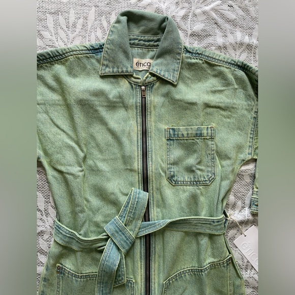 NWT ETICA Zeta Carpenter Denim Jumpsuit Womens S Zip Front Utility Workwear - Picture 6 of 16